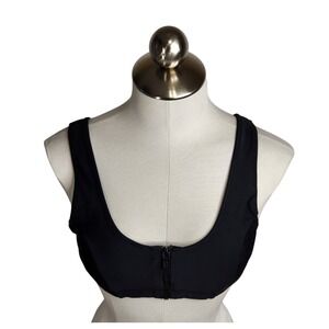 Blackbough Swim Maui Front Zip Bikini Top‎ Womens Size XL Black Vacation Pool